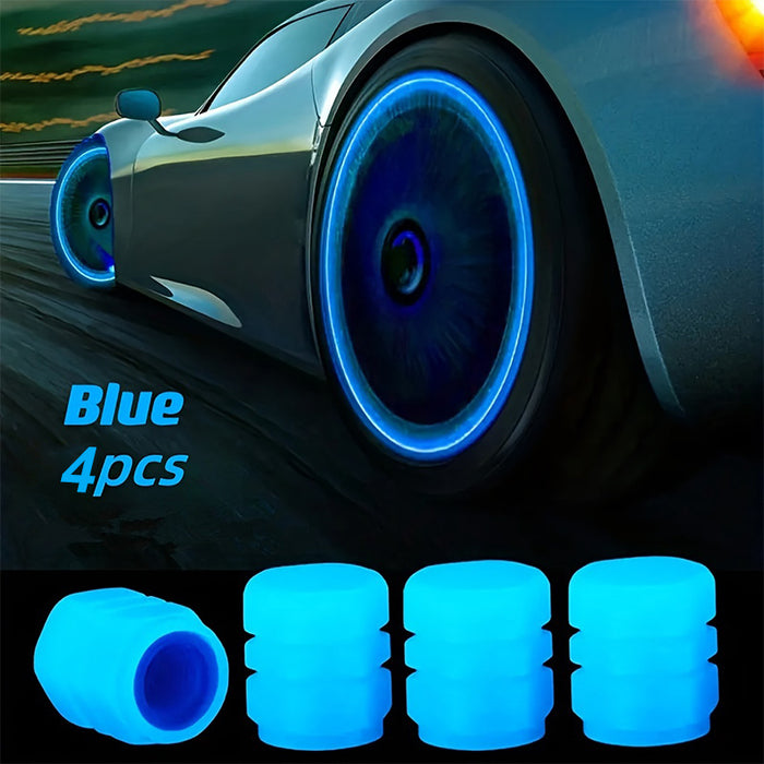 4pcs SelfLit GlowintheDark Tire Valve Caps  Hexagonal Wheel Valve Stems for Cars Motorcycles  UVctivated Night Glow Corrosion  DustProof Easy Install Fits SchraderRim Lock  Enhanced Night Visibility