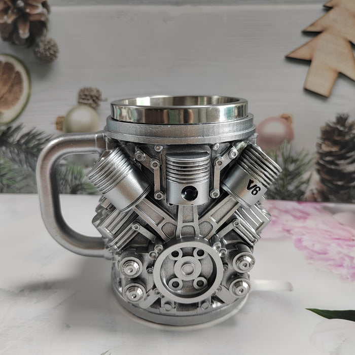 V8V6 Engine Design Stainless Steel Coffee Cup