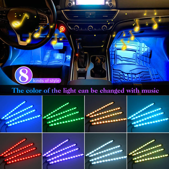 SoundActivated USB Car Interior LED Ambient Light Kit