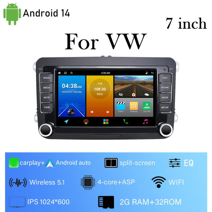 VW Golf 7 Android 14 CarPlay GPS Radio