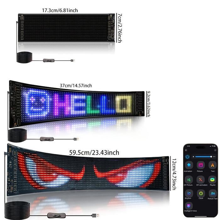 AI Voice Control LED Display Smart APP Control Digital Signage Car Car Signage Can Be Used for Store Signage Text Pattern Rolling Glass Flexible Display DemonS Eye Flexible Display Programmable LED Display
