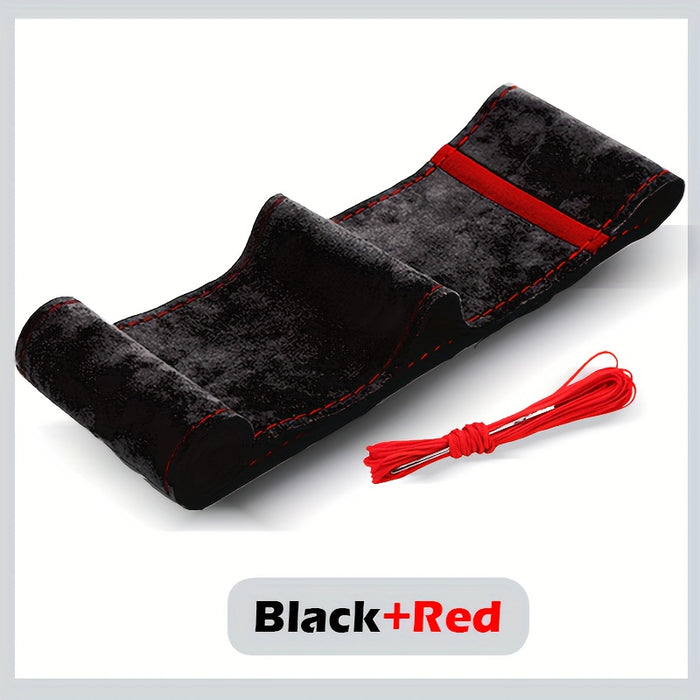 HandStitched Red Thread PU Leather Steering Wheel Cover