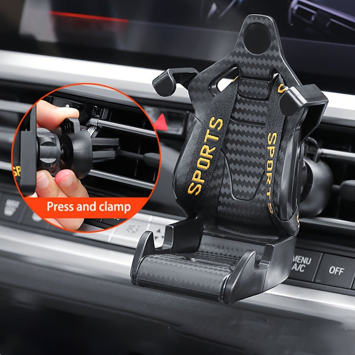 Carbon Fiber Pattern Racing Seat Shaped Car Phone Bracket GPS Bracket Support For Different Phone Models Car Air Vent Universal Smartphone Bracket