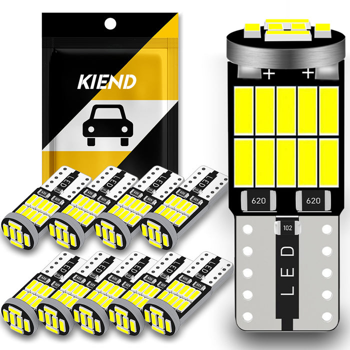 Set of 10 LED T10 W5W 194 501 Canbus Interior Lights with No Errors Featuring 26 SMD 4014 Chips in Pure White for Car Dashboard Roof Reading License Plate And Parking Bulbs