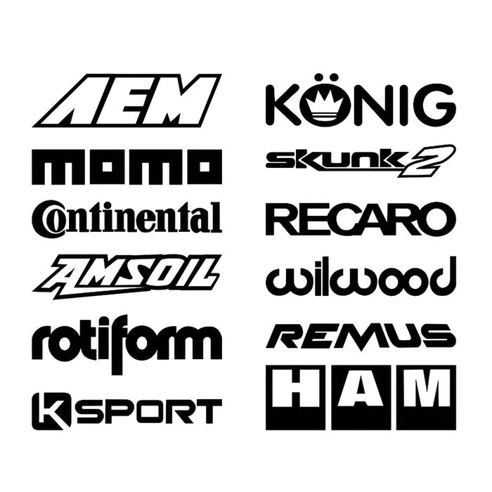 12pcs Reflective Car Racing Vinyl Decal Sticker Set