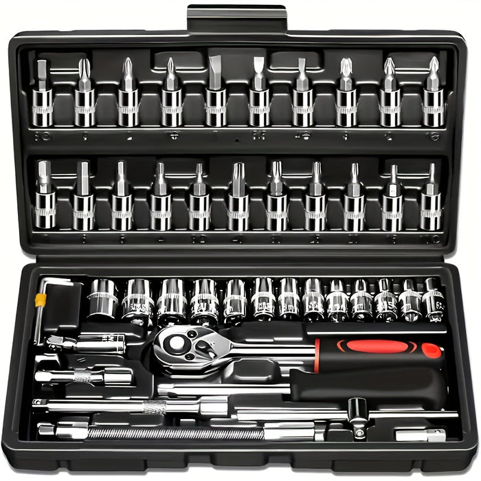 LAN XUN 46pc HeavyDuty Carbon Steel Auto Repair Tool Kit