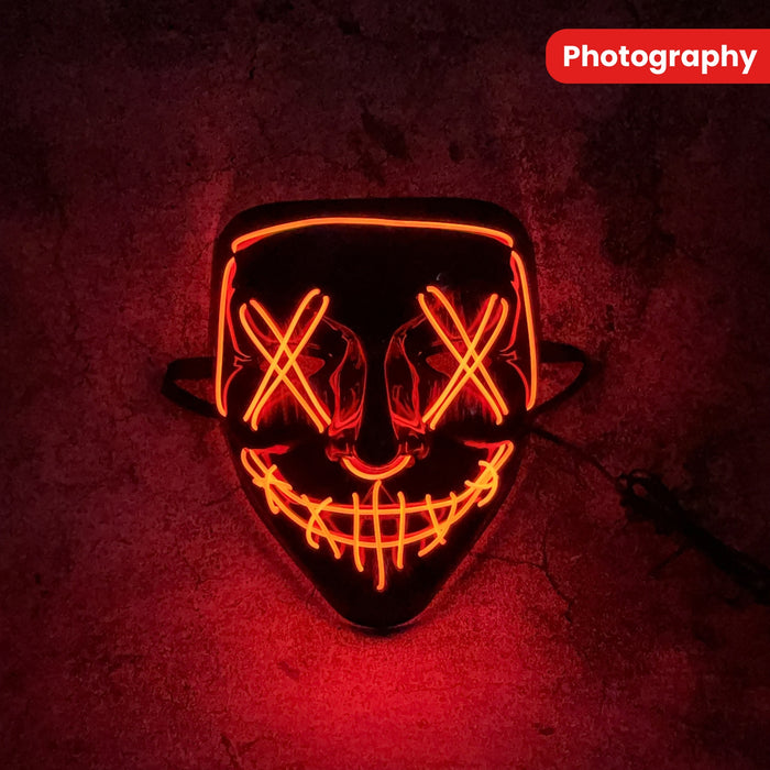 Cyberpunk LED Clown Mask for Halloween Party Photography Atmosphere Prop  8 Color Options Glow Mask with Dry Battery Power AA Battery Compatible Batteries Not Included