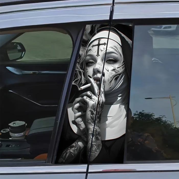 2pcs Anime Nun Car Stickers Vinyl ScratchResistant Waterproof Decals Matte Finish Suitable for GlassMetalPlastic Surfaces Easy to Apply and Remove Perfect for Car Decoration and Exterior Accessories
