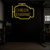 Vibrant Check Engine LED Neon Sign  Automotive Garage Art