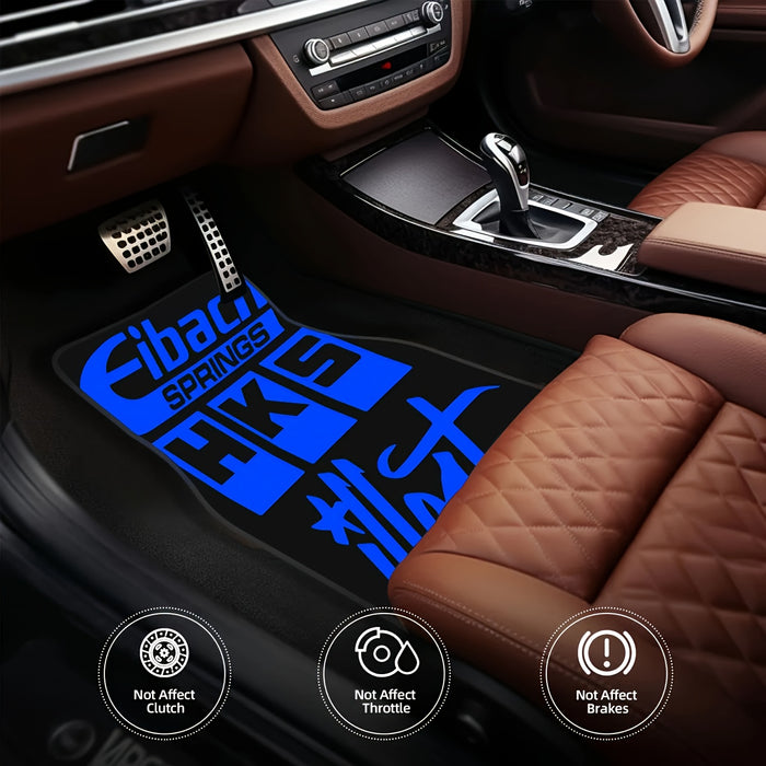 Special Offer  4pcs SetBlue JDM Text Print PatternAllWeather Polyester Car MatsSuitable for All Models Perfect Holiday Gift