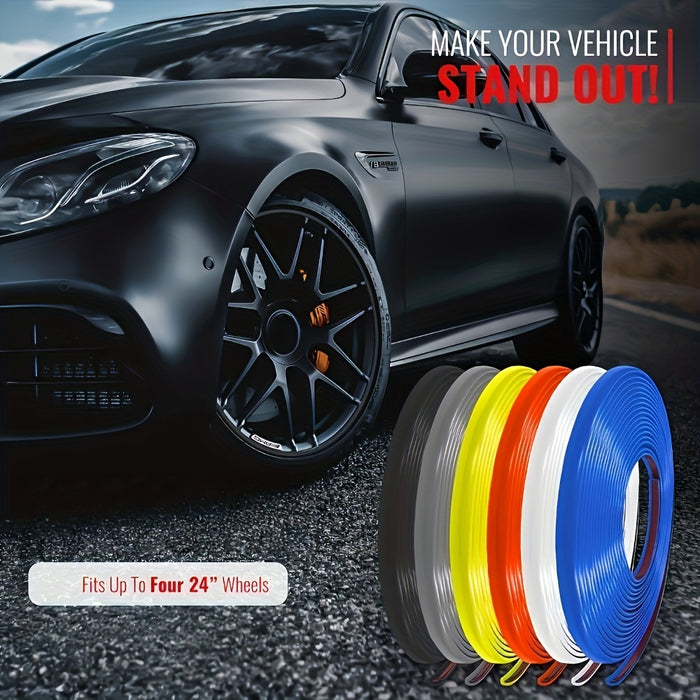 8m Car Wheel Rim Edge Protector Rubber Wheel Hub Rim Guard Vehicle Tire Rim Decor Sticker Strip Universal Automotive Accessories for Curb Rash and Wheel Scratch Prevention