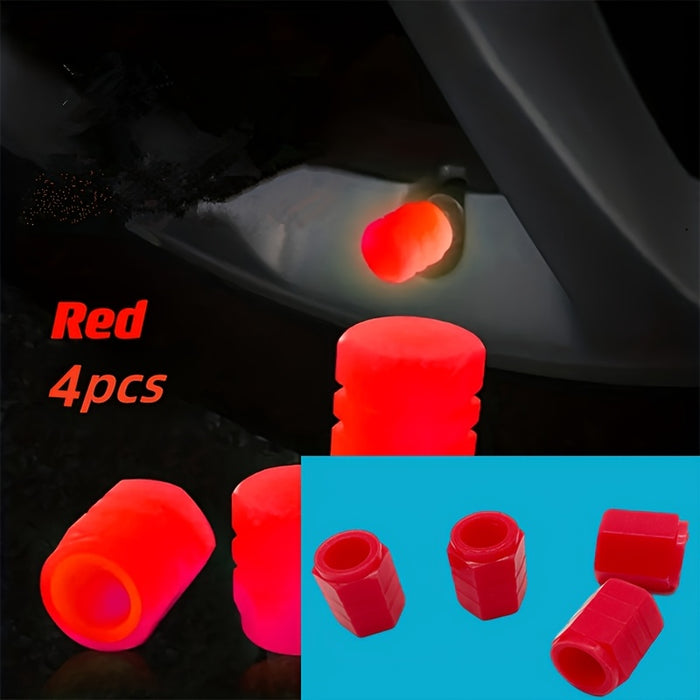 GlowinDark Hex Tire Valve Caps Night Visibility Easy Install
